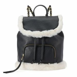 NWT- black/ faux fur backpack
